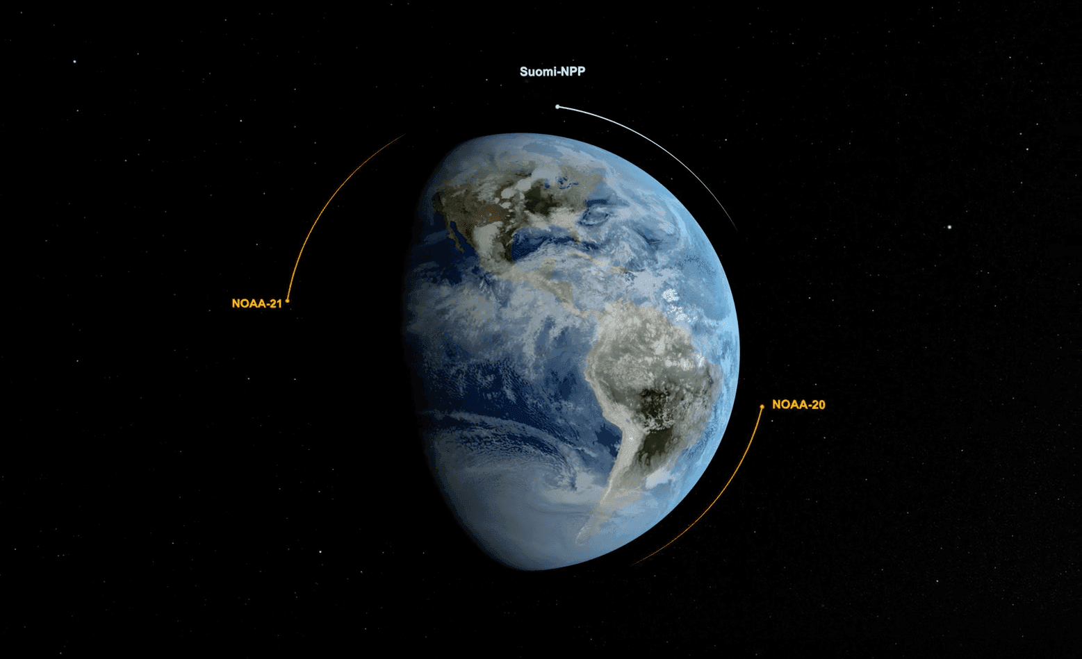 Suomi-NPP、NOAA-20、NOAA-21三颗卫星，一个轨道